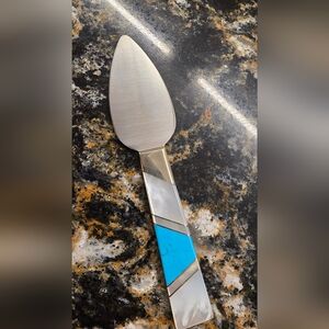 Santa Fe StoneWorks Serving Utensil Inlaid Turquoise And Mother Of Pearl